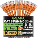 GEARit Cat6 Patch Cables Cat 6 Ethernet Cable 7 ft 10-Pack Orange