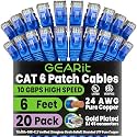 GEARit Cat6 Patch Cables 6ft Cat 6 Ethernet Cable 20-Pack Blue