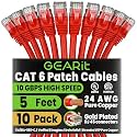 GEARit Cat6 Patch Cables Cat 6 Ethernet Cable 5 ft 10-Pack Red