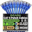 GEARit Cat6 Patch Cables Cat 6 Ethernet Cable 7 ft 10-Pack Blue