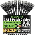 GEARit Cat6 Patch Cables Cat 6 Ethernet Cable 20 ft 10-Pack Black