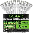 GEARit Cat6 Patch Cables Cat 6 Ethernet Cable 3 ft 10-Pack White