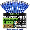 GEARit Cat6 Patch Cables Cat 6 Ethernet Cable 6 ft 10-Pack Blue