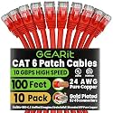 GEARit Cat6 Patch Cables Cat 6 Ethernet Cable 2 ft 10-Pack Red