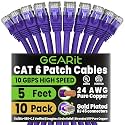 GEARit Cat6 Patch Cables Cat 6 Ethernet Cable 5 ft 10-Pack Purple
