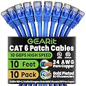 GEARit Cat6 Patch Cables Cat 6 Ethernet Cable 10 ft 10-Pack Blue