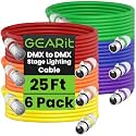 GEARit DMX Cable 25ft 6 Pack,DMX Lighting Cable 3 Pin XLR Male to Female 110 Ohm XLR Cable,Shielded DMX Signal Cable for DJ Lights,Stage Lights,LED Moving Head Lights,Par Lights &amp; Lighting Controllers