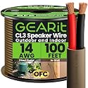 GEARit 14 Gauge OFC Speaker Wire 100 ft,Outdoor Speaker Wire UL CL3 Rated