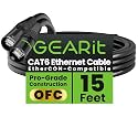 GEARit Shielded CAT6 Ethercon Cable 15ft Black EtherCON-Compatible