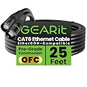 GEARit Shielded CAT6 Ethercon Cable 25ft Black EtherCON-Compatible