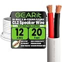 GEARit in Wall Speaker Wire 12 Gauge 20FT,OFC Speaker Wire UL CL2 Rated