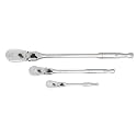 GEARWRENCH 3 Pc. 1/4", 3/8" &amp; 1/2" Drive 90 Tooth Locking Flex Head Teardrop Ratchet Set - 81276T