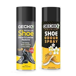 shadow securitronics gecko shoe shiner and odour spray combo premium shoe care kit for brilliant shine amp long-lasting freshness  shoe cleaner and deodorizer for all footwear types 