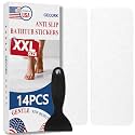 Gecork 14PCS XXL Strips Anti-Slip Shower Stickers with Scraper, White