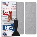 Gecork 14PCS XXL Strips Anti-Slip Shower Stickers with Scraper, Grey