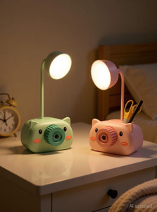 geekmonkey 4in1 camera shaped rechargeable table lamp night lamp night lamp with pencil sharpener pen stand mobile stand for girls boys pack of 1 study lamp