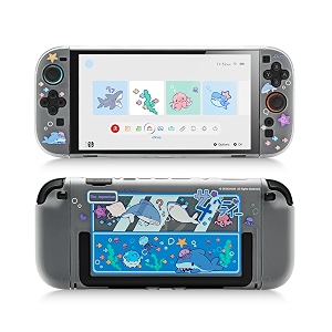 geekshare slim cover case compatible with switch 2 shock-absorption and anti-scratch pc cover skin for switch 2 game console - shark party