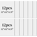 Geelin 12 Pcs 12 x 12 Inches Double-Sided Colored Plywood Sheets 1/8 Thin Craft Wood for Laser Cutting Engraving DIY Crafts Architectural Models Making (White)