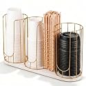 Geelin 18oz Adjustable Coffee Cup Dispenser with Wooden Base, Cup and Lid Holder, Cups Holder Organizer for Coffee Pod Straw and Lid Storage(4-compartment Single,Color 4)