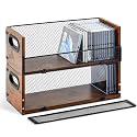 Geelin 2 Pcs Wooden Cd Storage Box with Carry Handles, Retro Holder