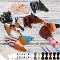 Geelin 24 Pcs Wooden Horse Craft Western Unfinished Cutouts DIY Paint Set