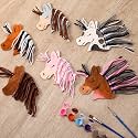 Geelin 24 Pcs Wooden Horse Craft Unfinished Cutouts DIY Paint Set