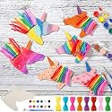 Geelin 24 Pcs Wooden Unicorn Craft Unfinished Cutouts DIY Horse Paint Set