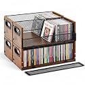Geelin 4 Pcs Wooden CD Storage Box with Metal Mesh Door, Retro Holder