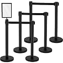 Geelin 6 Pack Crowd Control Stanchions Barriers, 16 ft, Black