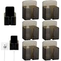 Geelin 6 Pcs Wall Mounted Phone Holder Self Adhesive Cell Phone Stand with Charging Hole Acrylic Remote Control Stand Bedside Organizer for RV Bed Desk Shower Most Smartphone(Black,Classic Style)