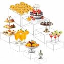 Geelin 8 Pack Acrylic Buffet Display Risers for Food Jewelry,Clear,Flat