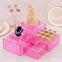 Geelin 8 Pack Acrylic Buffet Display Risers for Food Jewelry,Pink,Flat