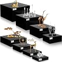 Geelin 8 Pack Acrylic Buffet Display Risers for Food Jewelry,Black,Flat