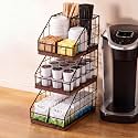 Geelin Coffee Bar Countertop Organizer 3 Tier, Metal Mesh & Wood Shelf