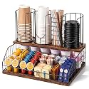 Geelin Coffee Cup and Lids Organizer with 4-compartment Double Layer