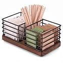 Geelin Sugar Packet Holder for Coffee Bar, 3 Slot, Wood Wire, Rustic Black