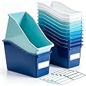 Geetery 12 Pcs Plastic Book Bins for