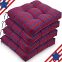 Geetery 4 Pack Chair Cushions, 16" x 15",Red and Blue,Plaid