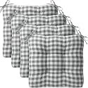 Geetery 4 Pack Chair Cushions, 16" x 15",Gray and White,Plaid
