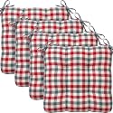 Geetery 4 Pack Chair Cushions, 16" x 15",Red and Green,Plaid