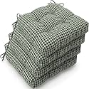 Geetery 4 Pack Chair Cushions, 16" x 15",Green and Beige,Plaid