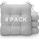 Geetery 4 Pack Chair Cushions, 16" x 15",Black and White,Stripe