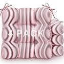 Geetery 4 Pack Chair Cushions for Kitchen, Red and White, Stripe