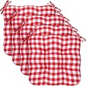 Geetery 4 Pack Christmas Chair Cushions for Kitchen, Red and White, Plaid