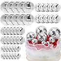 Geetery 70 Pcs Mini Disco Ball Cake Topper Decorations, 4 Sizes