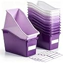 Geetery Plastic Book Bins for Classroom, 12 Pcs, Purple Color Series
