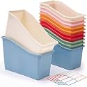 Geetery Plastic Book Bins for Classroom, 12 Pcs, Macaron Color