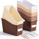 Geetery Plastic Book Bins for Classroom, 12 Pcs, Brown Color Series