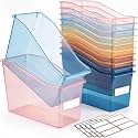 Geetery Plastic Book Bins for Classroom, 12 Pcs, Semitransparent