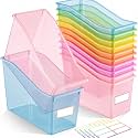 Geetery Plastic Book Bins for Classroom, 12 Pcs, Translucent Pastel